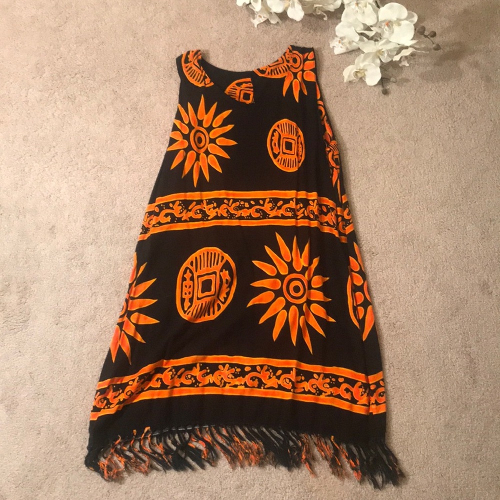 Black and orange sun dress